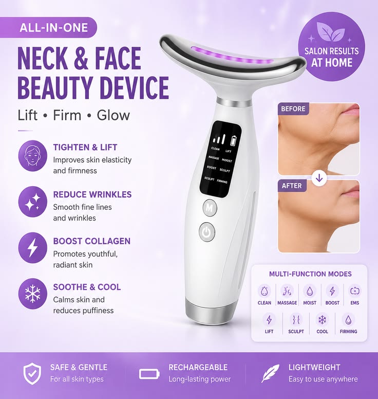 3D Smart Face & Neck Massager – Skin Tightening & Anti-Aging Beauty Device