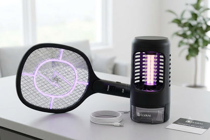 Portable Mosquito Killer Electric Swatter Purple Night Light USB Compatible