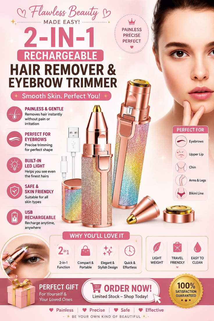 2 in 1 Rainbow Flawless Painless Face Hair Remover