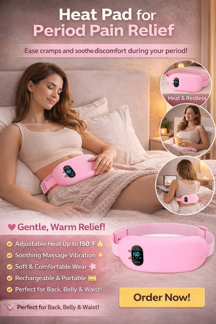 Electric Period Cramp Massager Vibrator Heating Belt for Menstrual Relief Pain Waist Stomach Warming Women Gift Box Packing