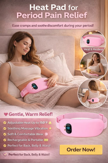 Electric Period Cramp Massager Vibrator Heating Belt for Menstrual Relief Pain Waist Stomach Warming Women Gift Box Packing