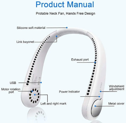 Hands-free Neck Fan for Men Women Portable Cooling
