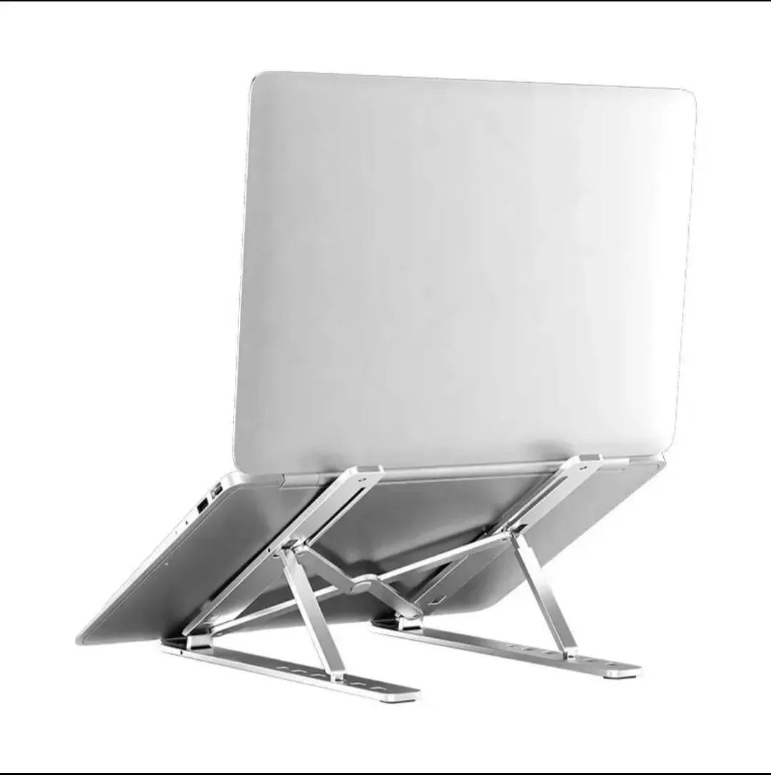 Silver Aluminum Laptop Stand Adjustable Height Portable