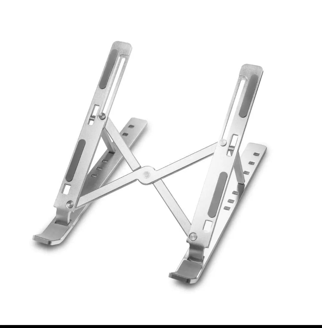 Silver Aluminum Laptop Stand Adjustable Height Portable