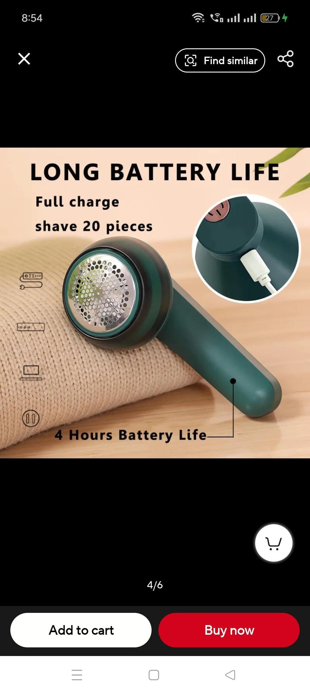Portable Lint Remover Green 1200mAh Battery