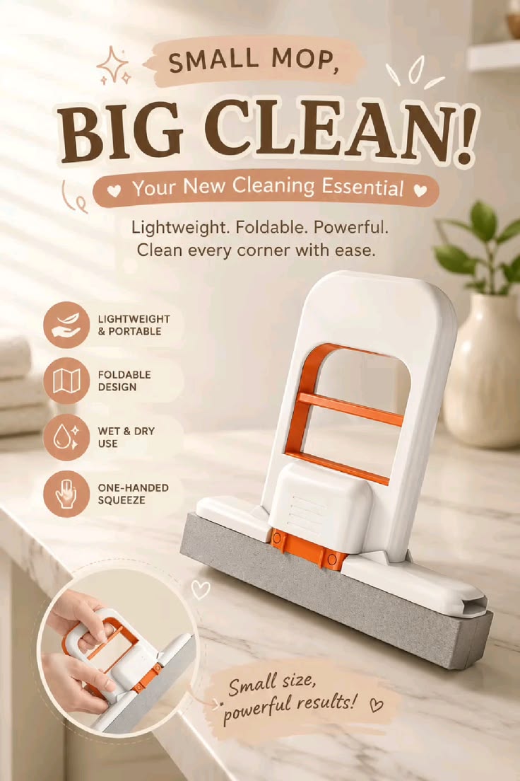 Foldable Mini Mop |Self‑Squeezing Mop