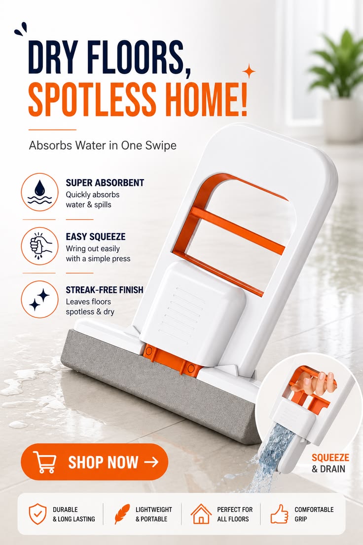Foldable Mini Mop |Self‑Squeezing Mop