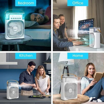 Portable Air Cooler Fan – 3-in-1 Mini AC Desktop Humidifier 7-Color LED