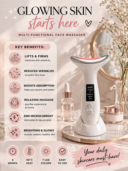 3D Smart Face & Neck Massager – Skin Tightening & Anti-Aging Beauty Device