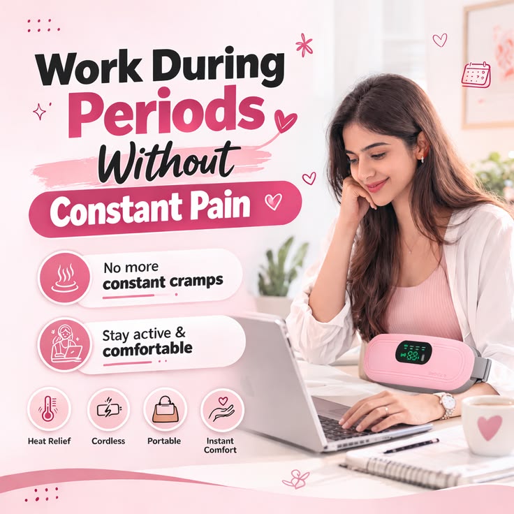 Electric Period Cramp Massager Vibrator Heating Belt for Menstrual Relief Pain Waist Stomach Warming Women Gift Box Packing